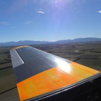 Flying a Harvard over the Canterbury Plains, New Zealand.