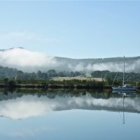 Morning mist, Huon River, Tasmania